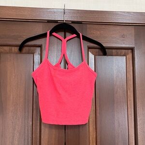 Beyond Yoga Coral Pink Spacedye Slim Racerback Cropped Tank